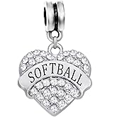 LaBenie Dangle Clear Crystal Softball Charm Bead