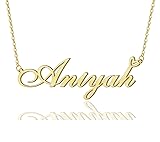 Aniyah Heart Name Necklace 18k Gold Plated