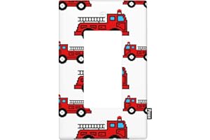 Pznen Fire Truck Single Rocker Wall Plate Decorator Rocker Switch Plate 1 Gang Light Switch Cover Electrical Switchplate Decorative Faceplate Standard Size 4.5 x 2.76 Inch