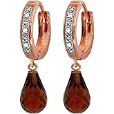 Galaxy Gold GG 14k Solid Gold Hoop Earrings with Diamonds and Garnets