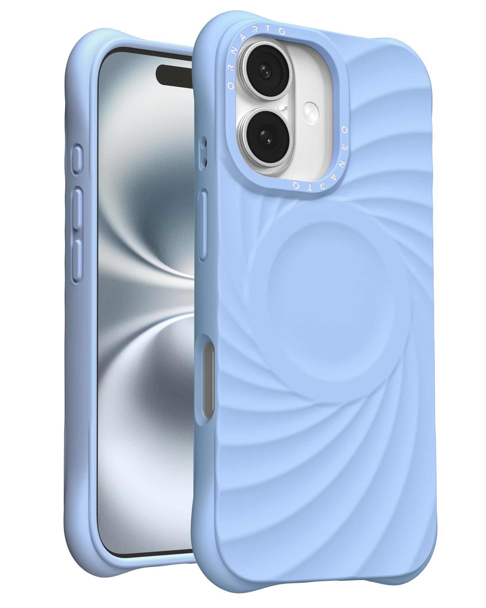 ORNARTO Vortuxe Case for iPhone 16 6.1"- Compatible with Magsafe,Military Grade Drop Shockproof Liquid Silicone 16 Phone Cover Cases,Durability & Textured-Sky Blue