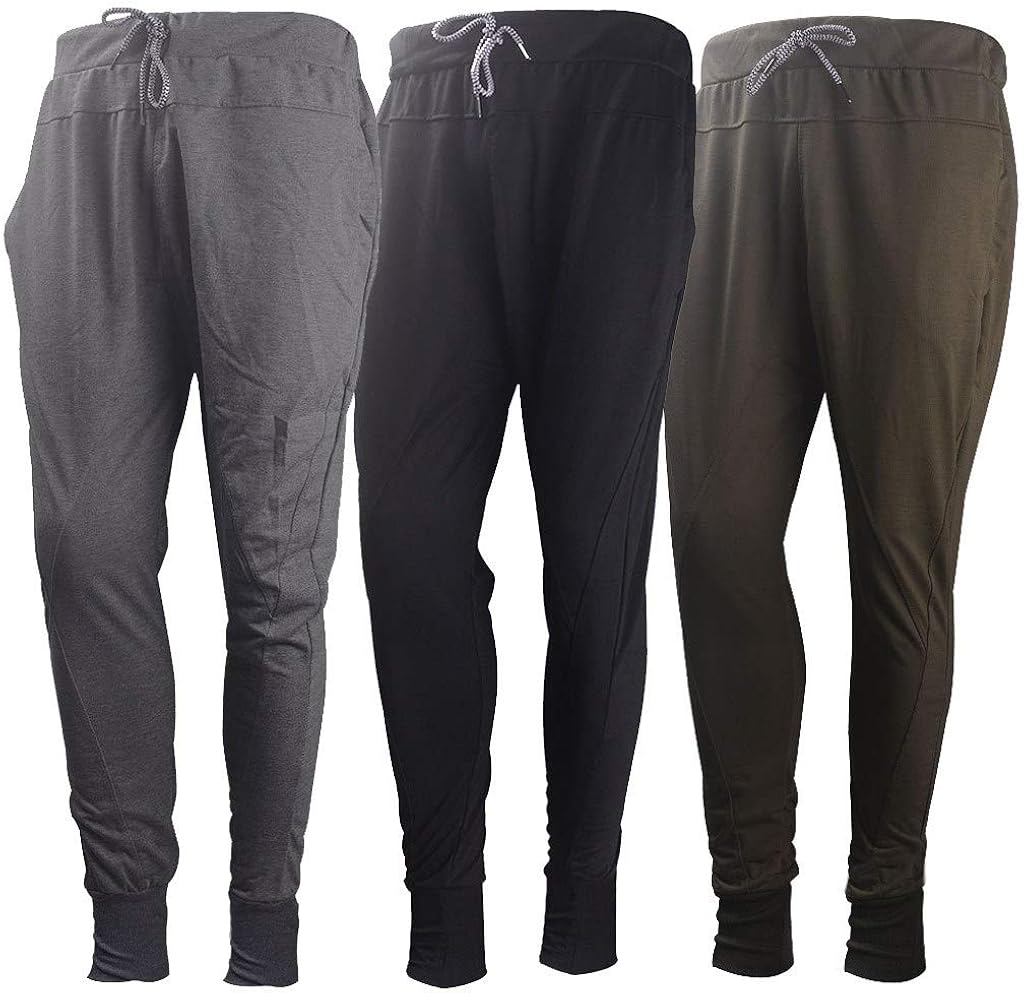 iLXHD Mens Long Pants Casual Summer Solid Pocket Drawstring Trousers