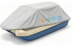 1200D Heavy Duty Marine Grade Waterproof Pond Boat Cover Fits 8'-10'L Pond Prowler Bass Raider Boat Bass Fishing Boat Gray