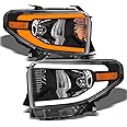 TLAPS 7422439652637 Compatible With 2014-2021 Toyota Tundra SR / SR5 / Limited/TRD PRO Switchback Sequential LED Strip Bar Black Housing Headlights With Amber Reflector