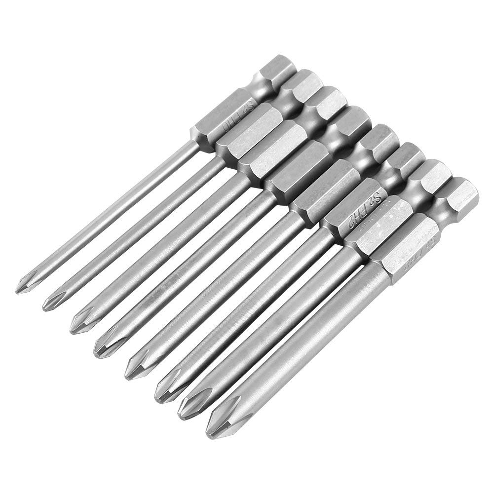 8Pcs 75mm 1/4" Shank Magnetic Long Hex Cross Head Screwdriver Bits Set for Electric Manual Screwdrivers Electric Drills