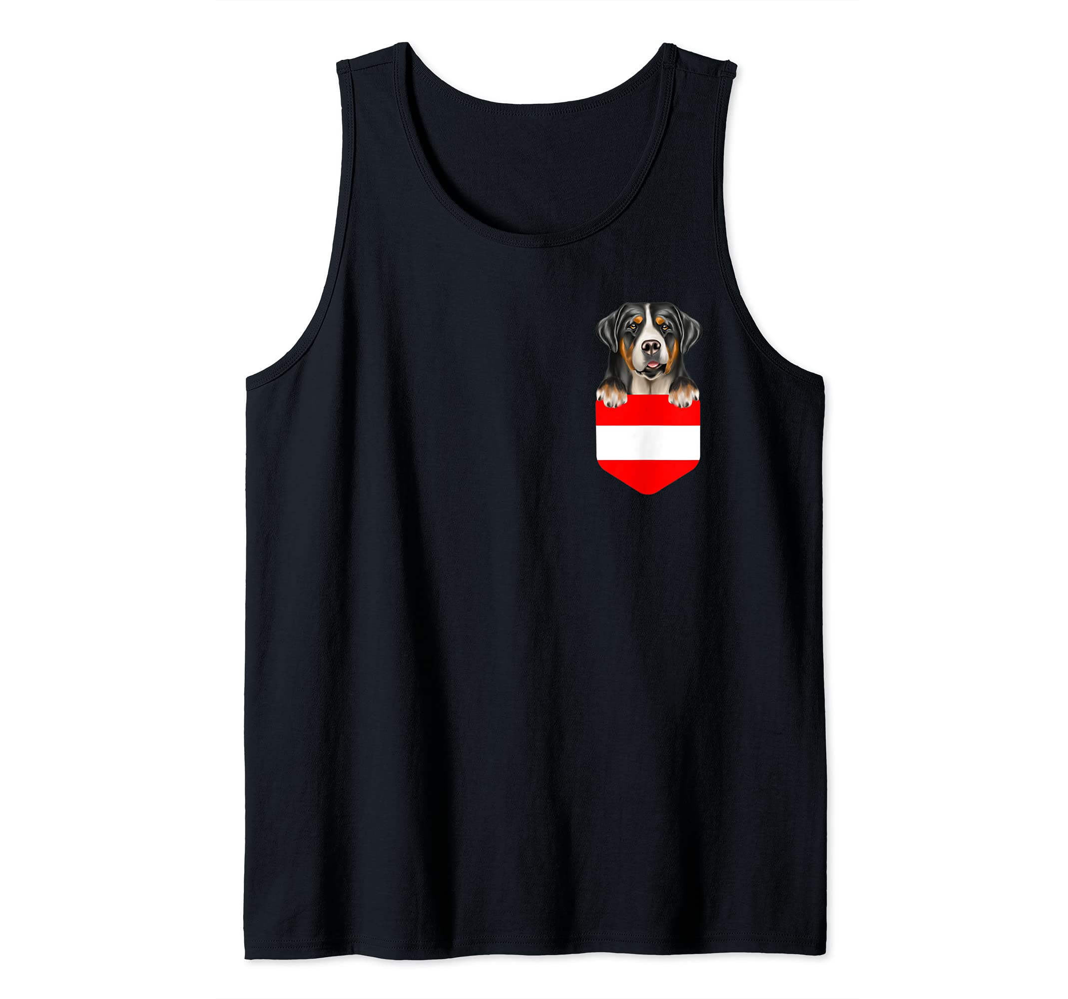 Austria Flag Greater Swiss Mountain Dog Dog In Pocket Tank Top