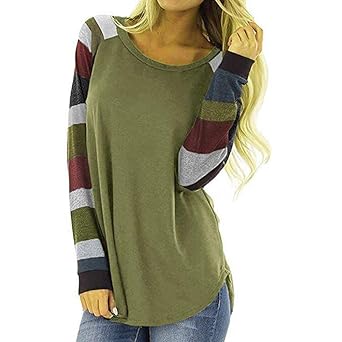 SANFASHION Langarmshirts Damen kurz bauchfrei Tops Mode Pullover Lässig Sport Oberteile Frühling locker Bluse pullis
