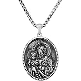 NIGHTCRUZ St Joseph Catholic Necklace, Saint Joseph Medal Pendant, Religious Necklace for Catholic, Christian