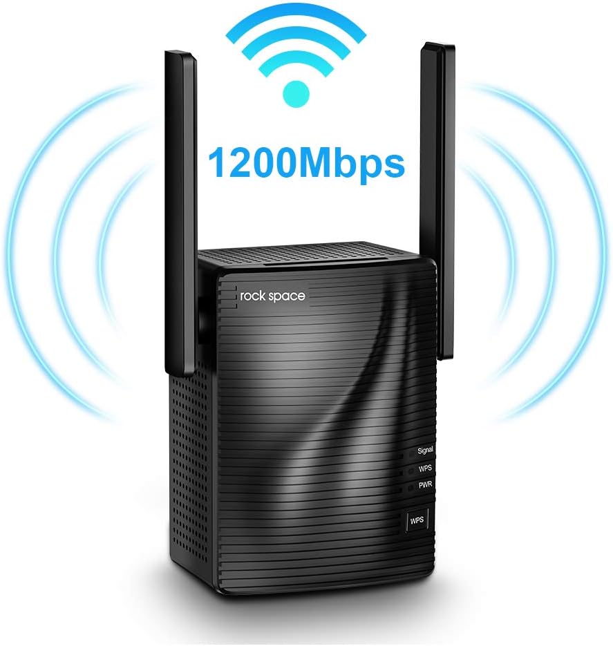 WiFi Range Extender - 1200Mbps WiFi Repeater Wireless Signal Booster, 2.4 & 5GHz Dual Band WiFi Extender with Gigabit Ethernet Port, Simple Setup.