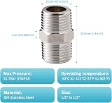 OFFO Shower Hose Connector G1/2 Stainless Steel Extension Fitting Silver view 6