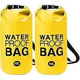 Waterproof Dry Bag – 2-Pack 10L Roll-Top Dry Bags for Kayaking, Boating, Fishing, Camping & Beach – Lightweight Waterproof Backpack Keeps Gear Dry