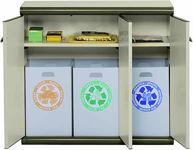 Garofalo – Armario bajo de plástico 3 puertas y 3 bandejas de reciclaje