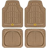 Cat® ToughRide™ Heavy-Duty 3 Piece Rubber All Season Floor Mats for Car Truck Van SUV, Black - Premium Trim to Fit Cars Floor Mat, All Weather Deep Dish Automotive Floor Mats, Total Dirt Protection