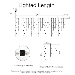 Icicle Lights Outdoor - 33 FT 384 LED Icicle