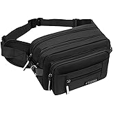 GlneYos Waist Pack Bag Fanny Pack for men women,Large Capacity Waist Wallet Bag, Adjustable & Waterproof Bum Belt Pouch for Travel, Running, Shopping, Hiking,Cycling, Climbing,Black