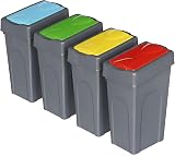 FINE STAR 50L Plastic Kitchen Recycling Bin With Lid Blue Office Waste Dustbin view 5
