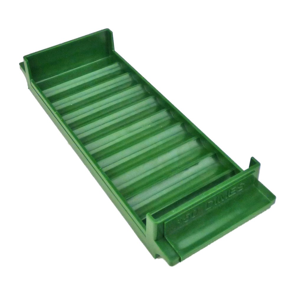 Rolled Coin Plastic Storage Tray, Dimes, Green (5 Trays