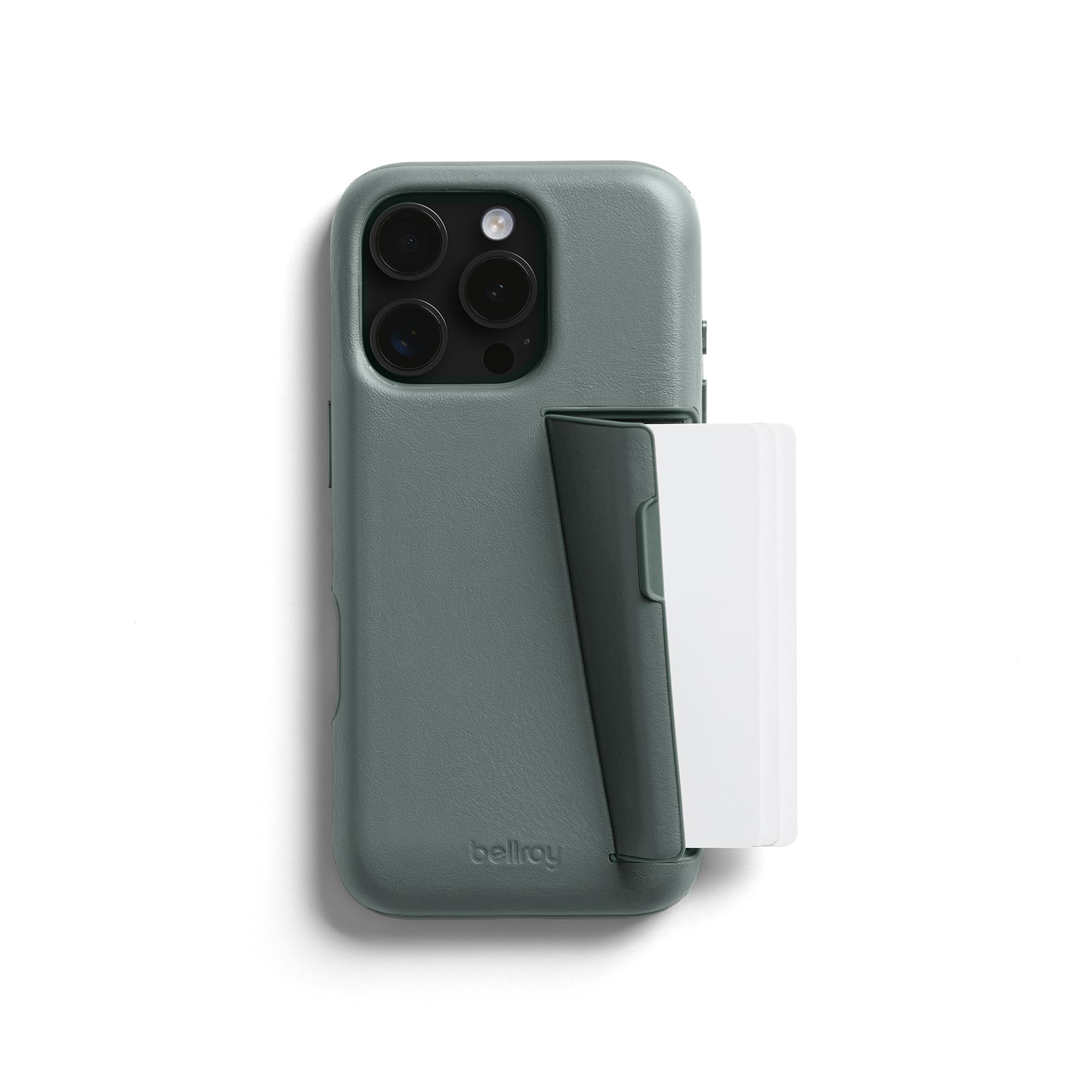 Bellroy Phone Case – 3 Card for iPhone 16 Pro Max (leather iPhone case, phone wallet) - Agave