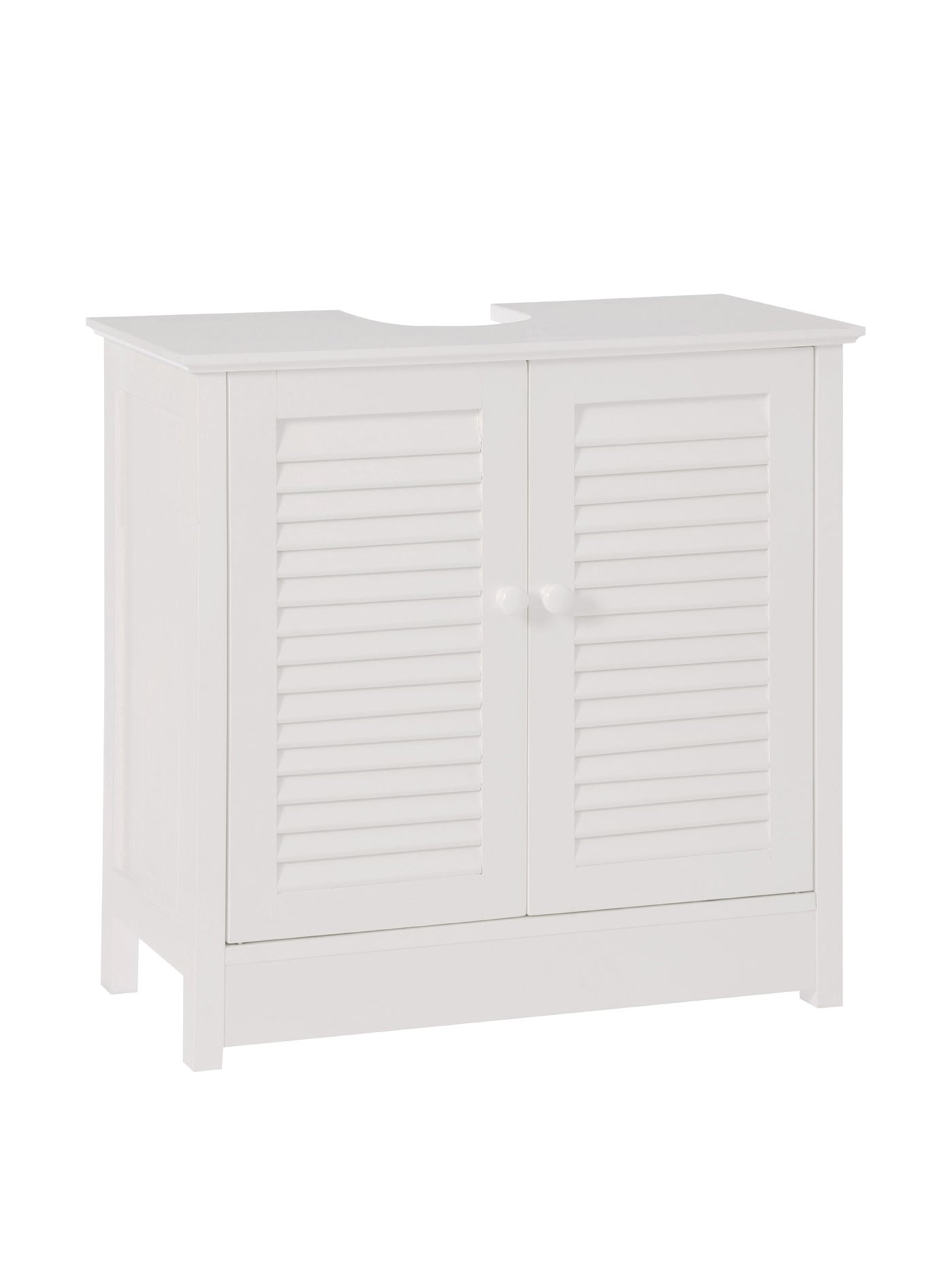 Premier Under Sink Cabinet, White, H60 x W60 x D30cm, Bathroom & Kitchen, Double Shutter Doors, 10kg