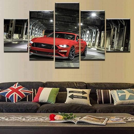 Whoops Hd Druck Auf Leinwand 5 Panel Ford Mustang Rot Auto Dekoration Kinderzimmer Dekoration Druck Leinwand Modulares Bild Wandkunst 30 40 2 30 60 2 30 80cm Frameless Amazon De Kuche Haushalt