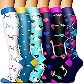 Bluemaple 6 Pack Copper Compression Socks for Women and Men Circulation-Best Support for Medical, Running,Nursing,Athletic