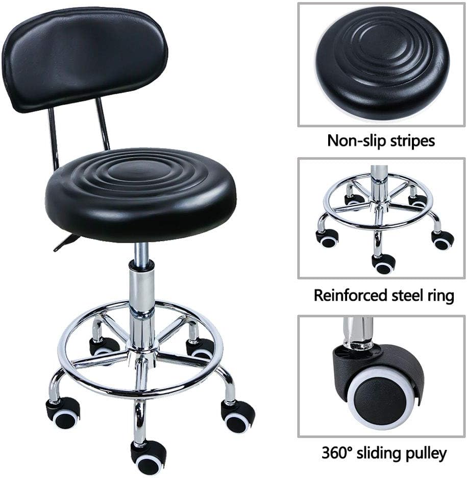 Swivel Salon Stool Chair,PBOHUZ Backrest Adjustable Hydraulic Chair with Rolling Wheels for Beauty Salon Spa Tattoo Massage Dental Clinic Office Art Studio …: Kitchen & Dining