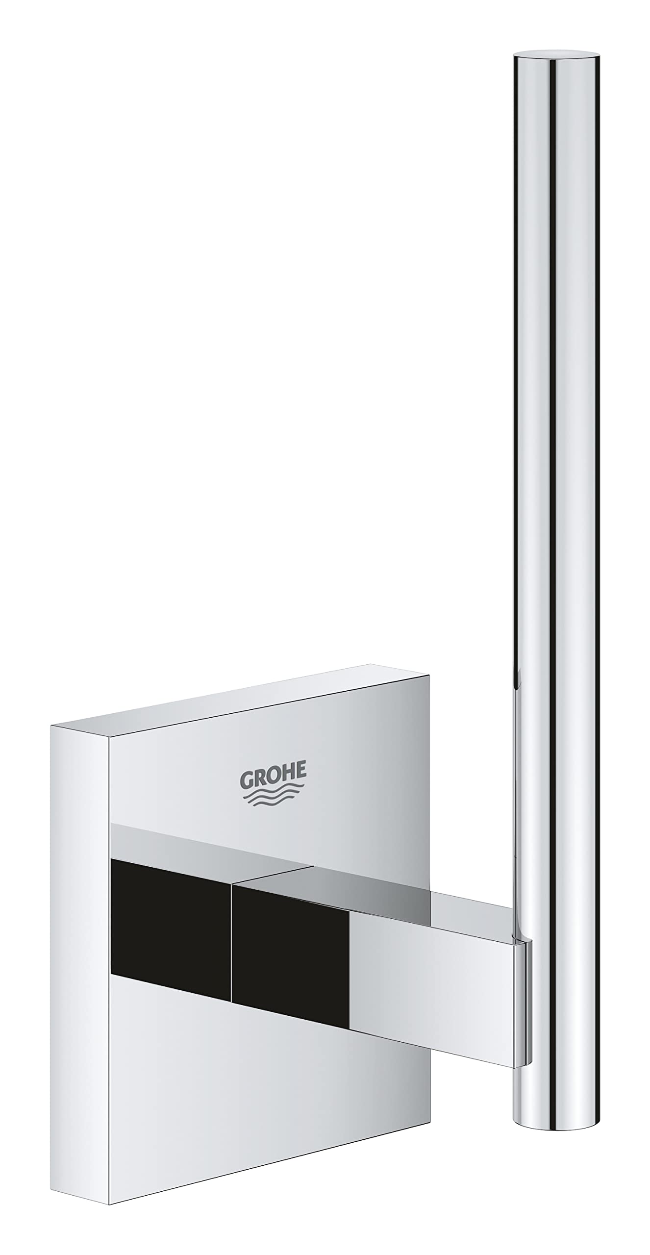 GROHE Start Cube Spare Toilet Roll Holder (Material: Metal, Wall Mounted, Concealed Fastening, with Screws and Dowels), Size 134 mm, Extra Easy to Fit with GROHE QuickGlue, Chrome, 40979000