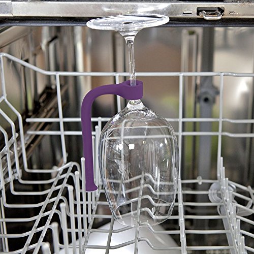 Wine GlassTether Stemware Saver Holder - Flexible Dishwasher Attachment (Purple, 4) - Thumbnail 5