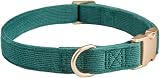 YUDOTE Ultra-soft Corduroy Dog Collar Medium 31-49cm Green view 7