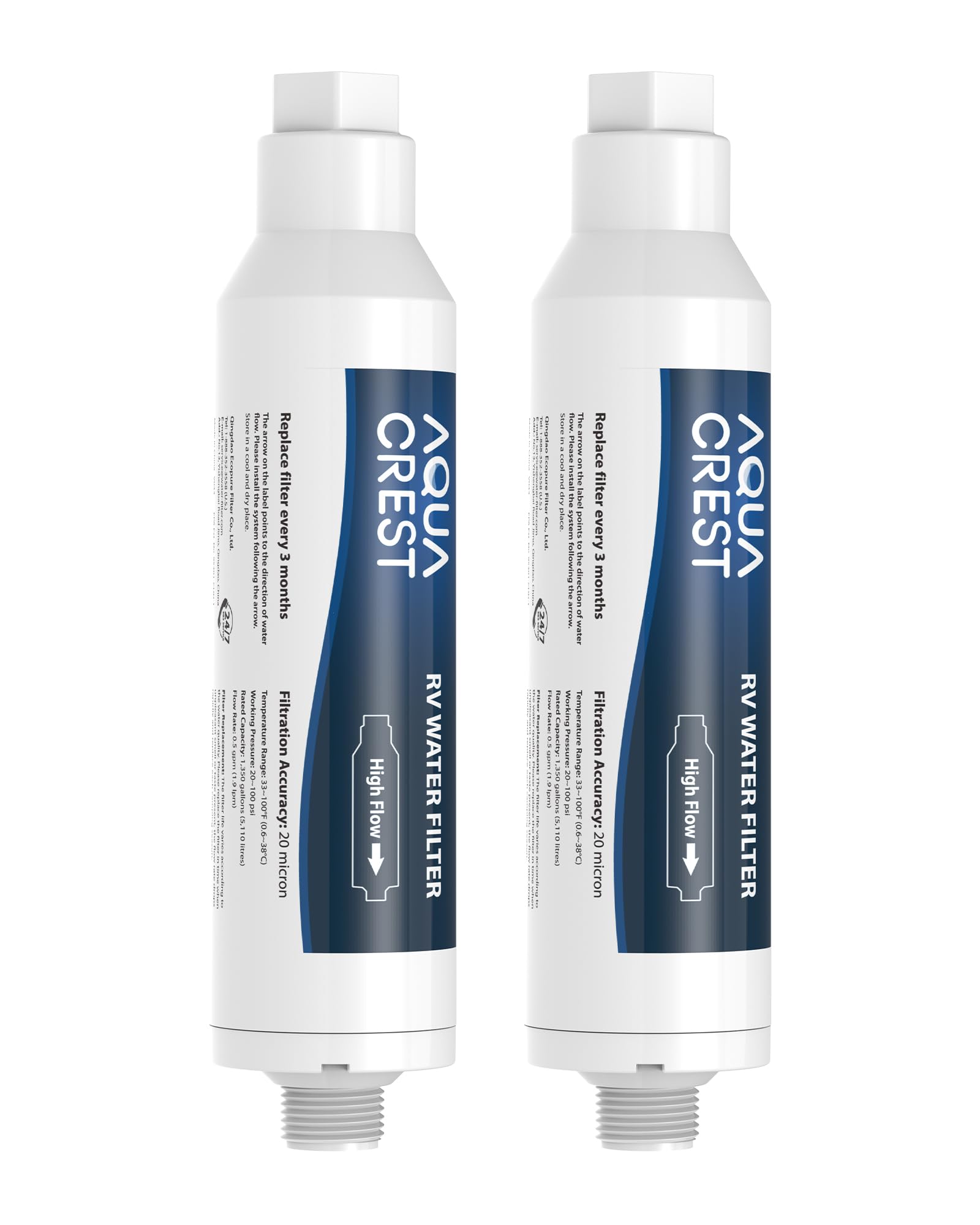 Photo 1 of AQUA CREST RV Water Filter, RV Inline Water Filter with NSF Certified, Reduces Chlorine, Bad Taste and Odor, Ideal for Garden and Camper (Filter 2 Pack)