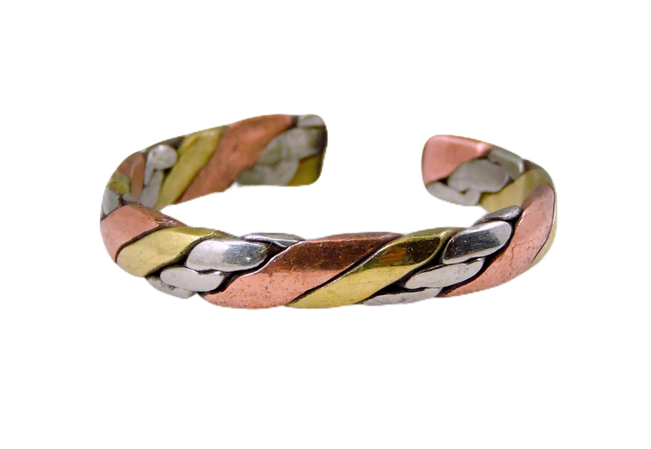 Hands Of Tibet Handmade Twisted Three Metal Medicine/ Healing Ring From Kathmandu Nepal