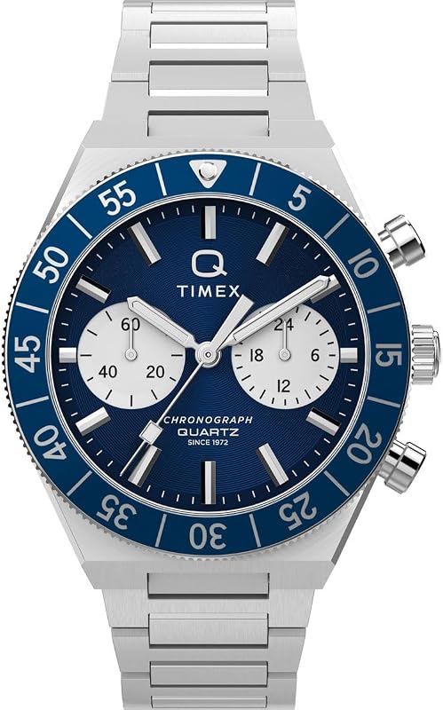 Q Continental Chronograph TW2Y55900 - Orologio da uomo da 40 mm, cinturino in acciaio inox e quadrante blu