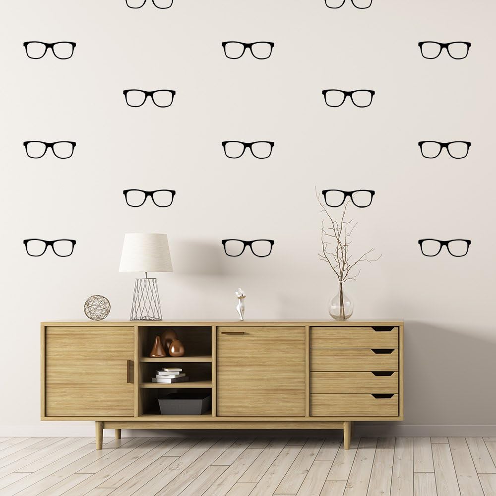 Littledollz Set of 50 Pairs of Glasses Spectacles Geek Chic Wall Stickers Wall Pattern Decals Optometrist Eyeglasses Vision Looking Glass