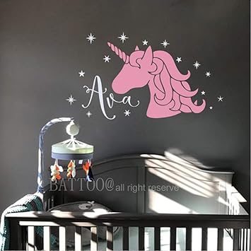 Amazon Com Unicorn Wall Decal Girl Name Wall Decal Girls