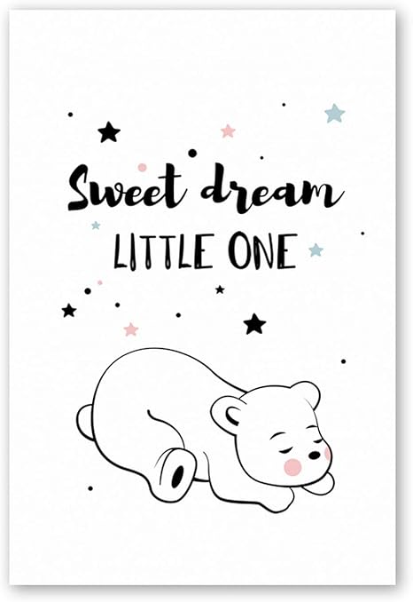 Amazon シンプルでかわいい漫画の星 雨 雲 熊 キャンバスアート 絵画 ポスター 絵 壁 ベビールーム 子供部屋 寝室 ホーム 壁画 30x45 Cm No Frame インテリア オンライン通販