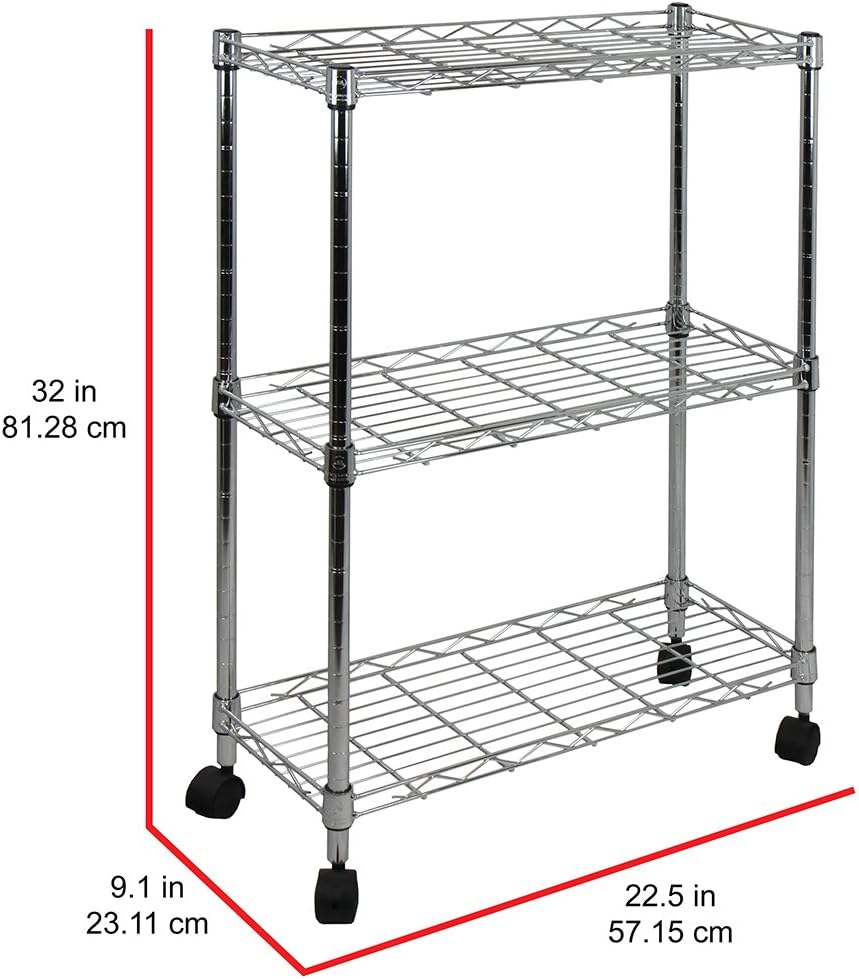 Oceanstar 3-Tier Shelving All-Purpose Utility Cart, Chrome: Home & Kitchen