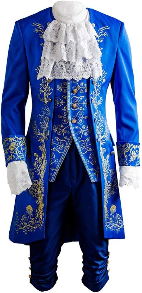 SIDNOR Beauty and The Beast Prince Dan Stevens Blue Uniform Cosplay Costume Outfit Suit: Clothing