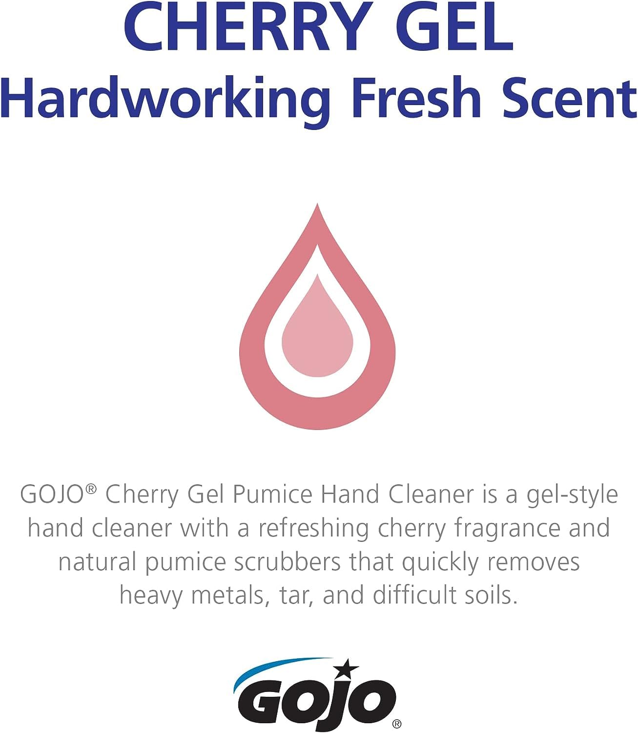 GOJO Cherry Gel Pumice Hand Cleaner, Cherry Scent, 10 Oz Bottle