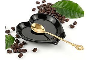 Heart-Shaped Ceramic Spoon Rest for Coffee Bar Station, Coffee Spoons Utensil Holder, Small Spoon Rest Stovetop Organizer, Ho