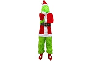Hefnoya Christmas Green Big Monster Costume -8pcs Furry Santa Costume Suit Furry Outfit Adult Men and Women