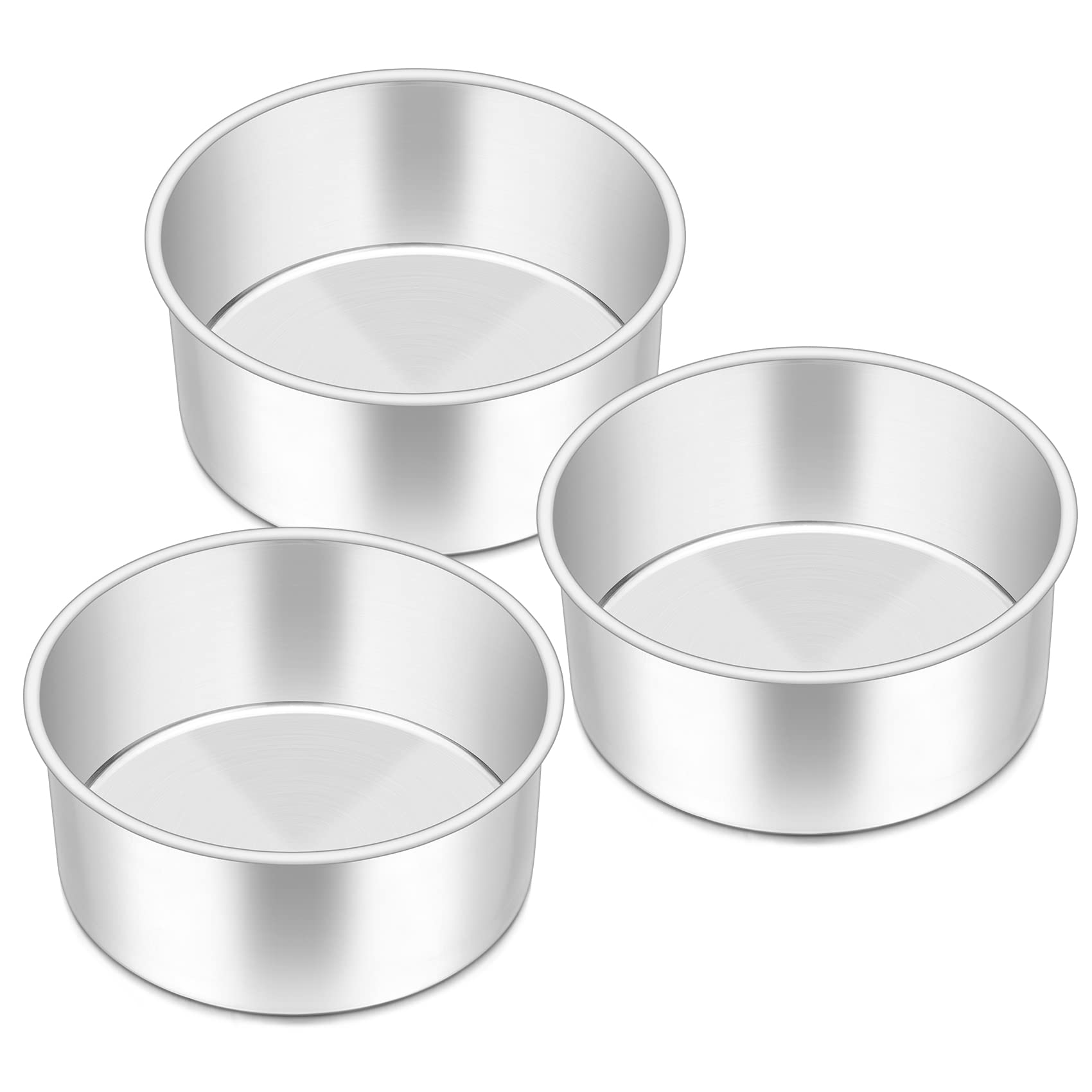 6 Inch Cake Tin Set of 3, Onader Deep Cake Tins Stainless Steel Round Baking Pans, Layer Cake Mould Ideal for Wedding Birthday Christmas Tall Cakes, One Piece Design & Mirror Finished, Dishwasher Safe
