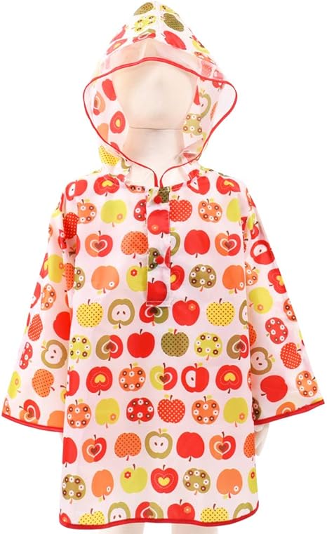 Amazon Co Jp 雨の日彩るkidsレインポンチョ おしゃれリンゴのひみつ N 服 ファッション小物