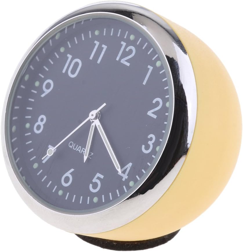 Homyl Car Clock, High Accuracy Car Dashboard Clock Classic Table Mini Quartz Clock Car Onboard Small Round Luminated Clock (Size: 40 x 40 x 30 mm) - yellow +Black