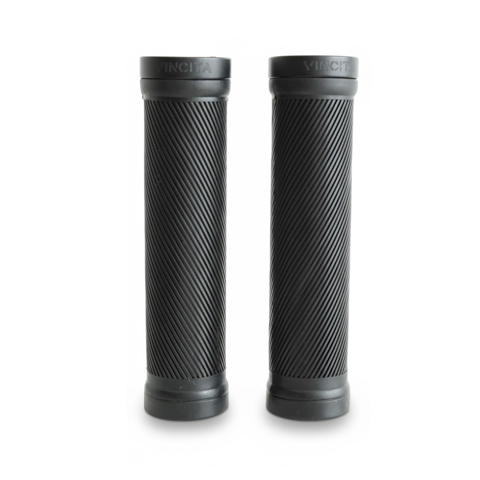 Vincita Lock-On Bike Handlebar Grips – 115mm & 130mm Sizes for Brompton Bicycle & Standard MTB – Anti-Slip Rubber Grip with Alloy Clamps (Pair)