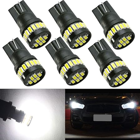 Amazon Hsun T10 Led バルブ ホワイト 6000k 12v 14v車兼用 ポジションランプ W5w 194 175 161 168 Smd3014チップ Canbusキャンセラー内蔵 360度 ルームランプ ナンバー灯 6個セット ルームランプ 車 バイク