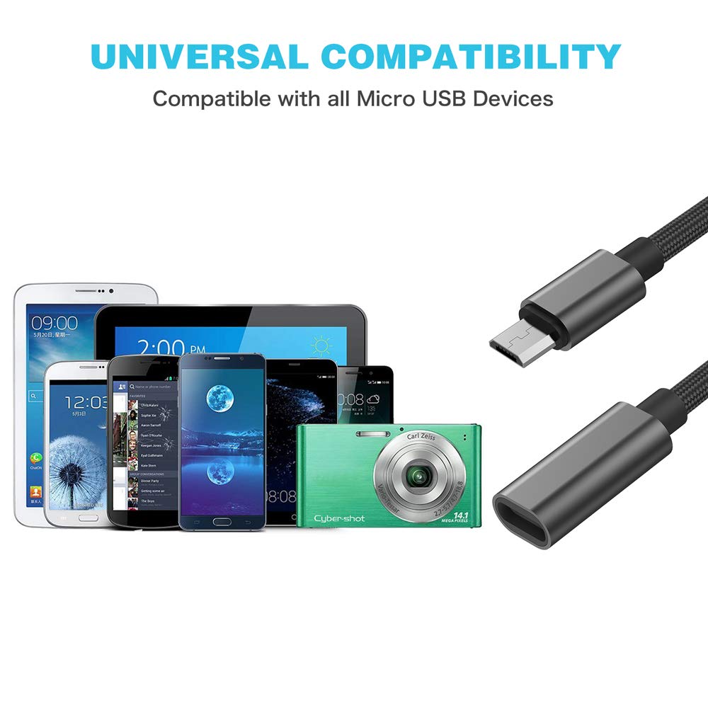 USB C to Micro USB Adapter, KUXIYAN (2 Pack) Type C Female to Micro USB Male Charger Connector Support Charge & Sync Compatible with Samsung Galaxy S7 Edge S6, LG Nexus 5 4 and Micro USB Devices-Black