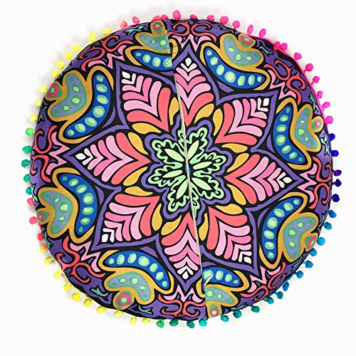 KAKAT-Large-Oversized-Bohemian-Pillow-Floor-Pillows-Round-Bohemian-Cases-Meditation-Cushion-Cover-Ottoman-Pouf-Cover-Purple