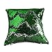 Fengheshun Reversible Sequins Pillowcase Mermaid Pillow Covers 40×40 cm Two Color Changing (Green+Silver)