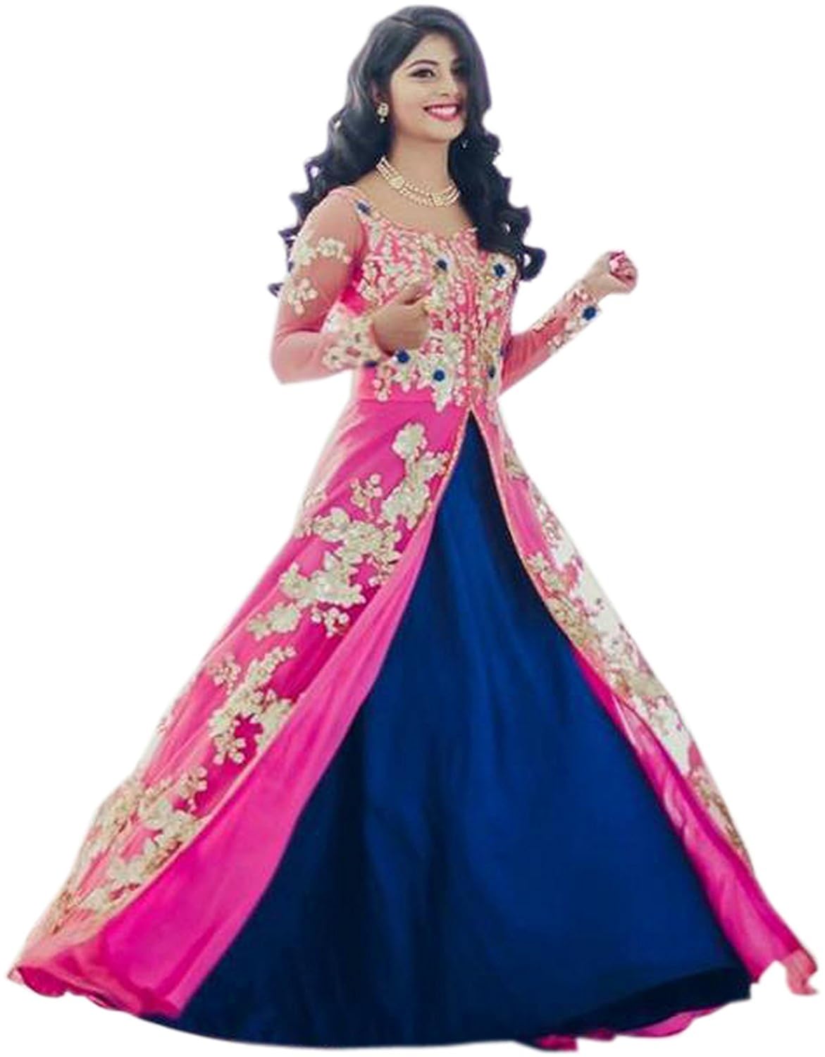 krisha creations women's silk lehenga choli (kcn16_blue_free size)