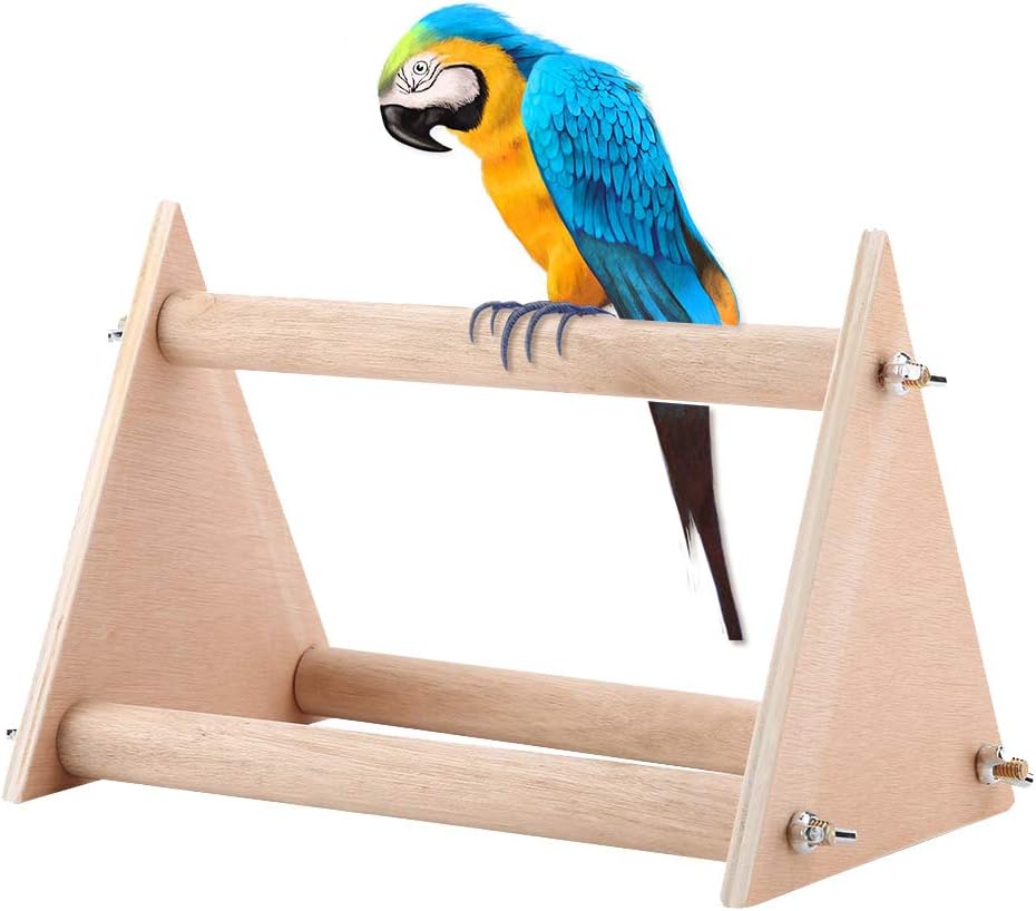 Parrot Stand, Funny Wooden Perch Bird Playground Training Activity Toy for Budgies Parakeets, Cockatiels, Cockatoos, Lovebirds